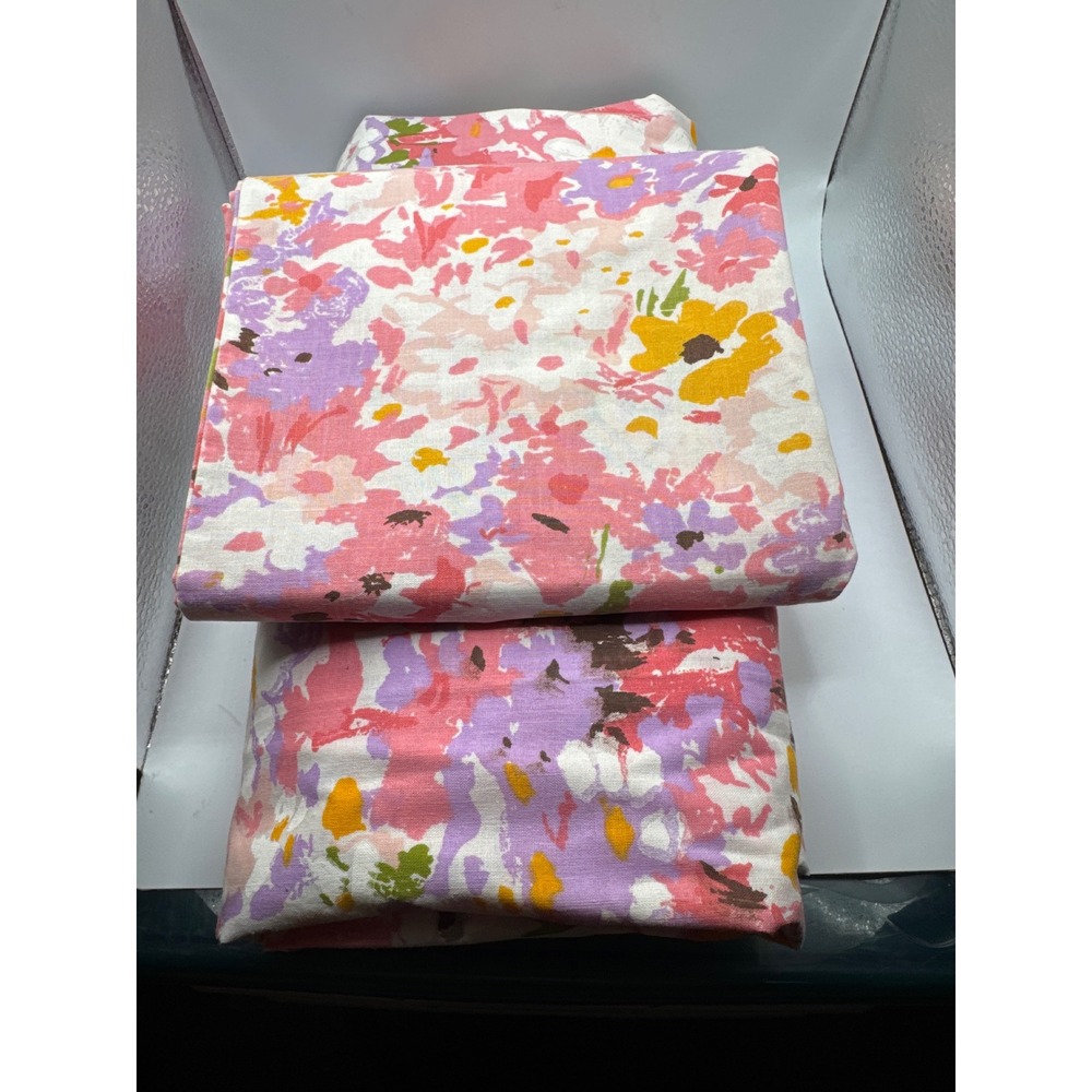 Vintage JCPenney Fashion Manor Floral Double Fitted Sheet & Pillowcase Set